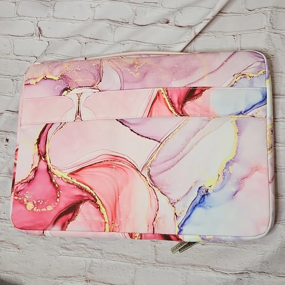 Mosiso Pink/Blue/Yellow Marbled Canvas Laptop Sleeve